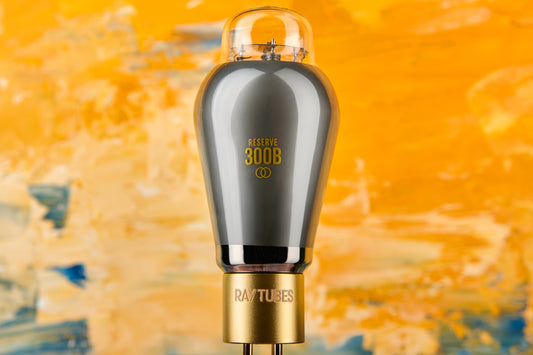 Ray Tubes tubes RESERVE 300B vacuum tube against a colorful abstract background