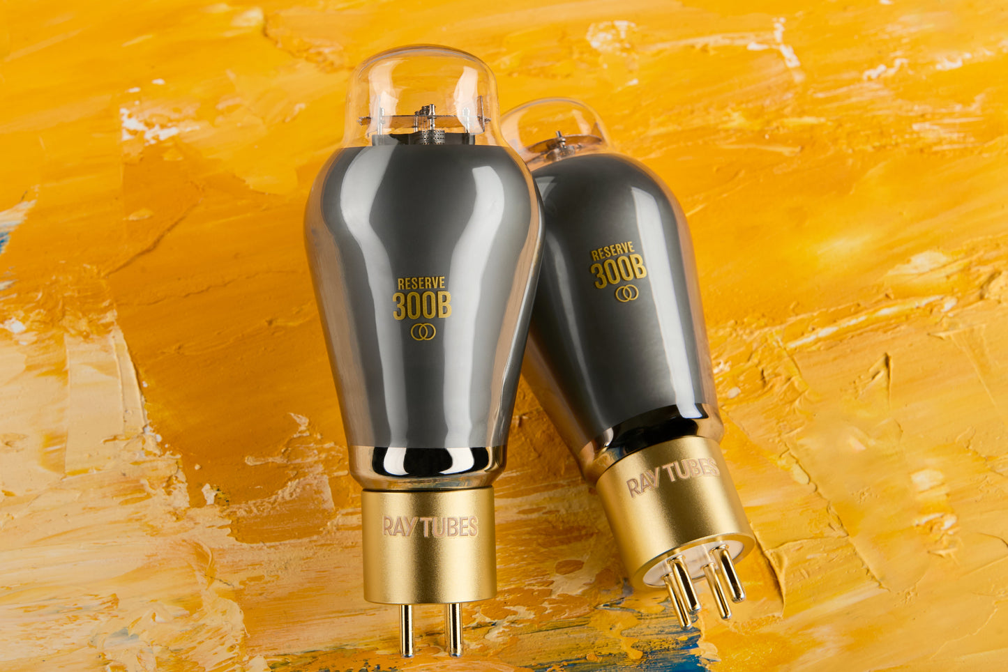 Two vacuum tubes on a colorful abstract background