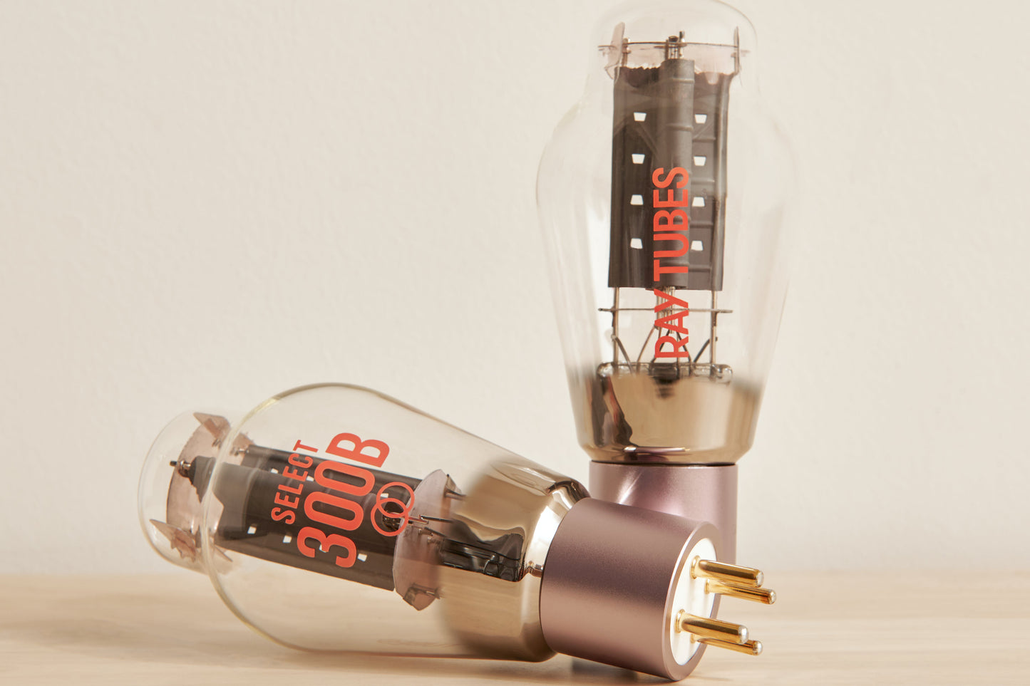 Two vacuum tubes with 'Ray Tubes' branding on a light background