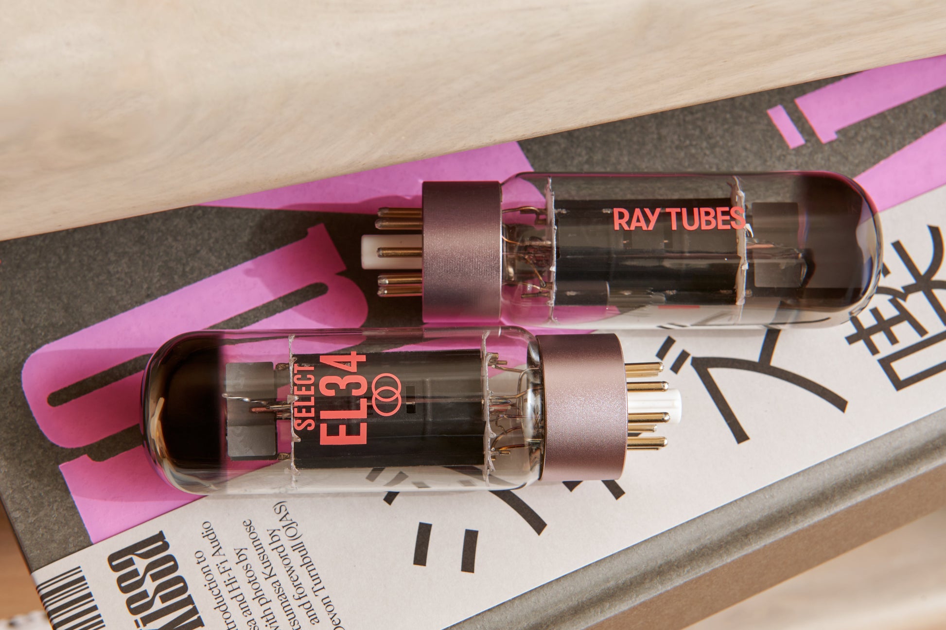 Ray Tubes EL34 vacuum tube on a branded packaging